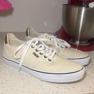 Vans Off-White Canvas Sneakers with Brown Accents